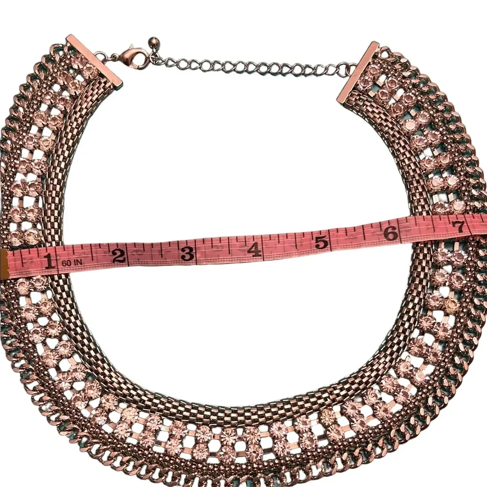 Costume bib Silver and rhinestone Statement Necklace.